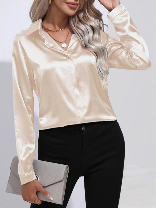 Clara – Satin Turn-Down Collar Shirt