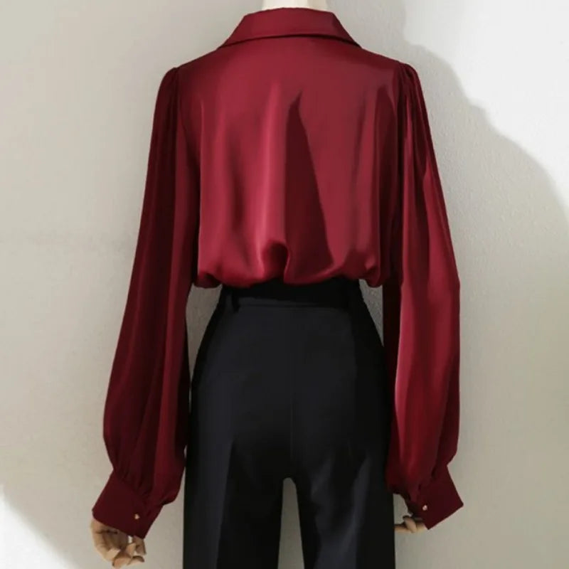 Vivian – Vintage Satin Draped Blouse