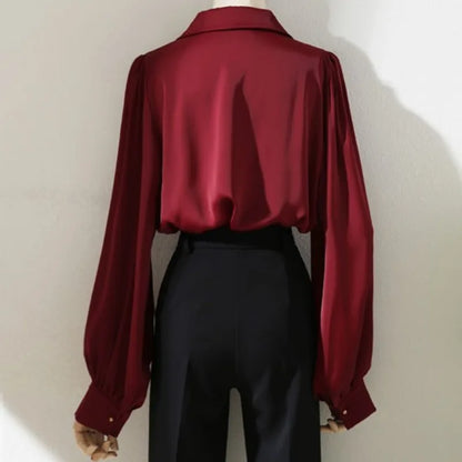Vivian – Vintage Satin Draped Blouse