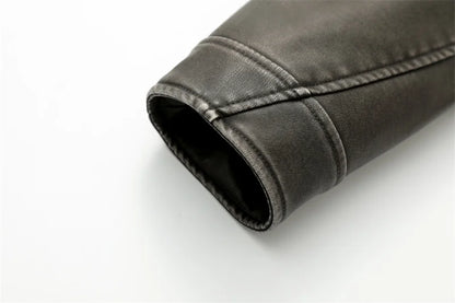 Women's washed leather jacket