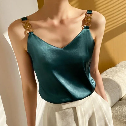 Black Satin Tank Top Fashion