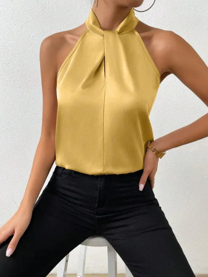 Lila – Halter Neck Sleeveless Silk-Like Top
