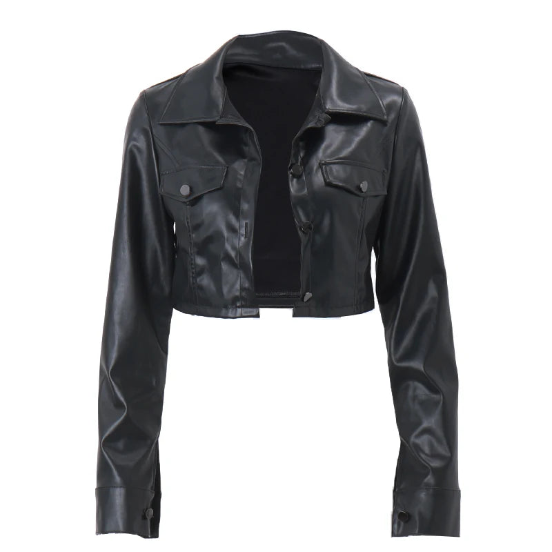 Xeemilo Autumn Faux Leather Short Jacket