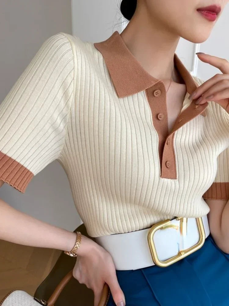 Mira – Ice Silk Slim Fit Polo Crop Top
