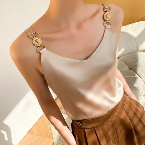 Black Satin Tank Top Fashion
