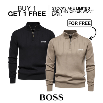 BOSS™ Vertical Ribbed Zip-Neck Sweater LIVANZI